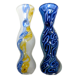 3" SILVER FUMED MARBLE ART CHILLUM HAND PIPES (PACK OF 2) - [RKD08]