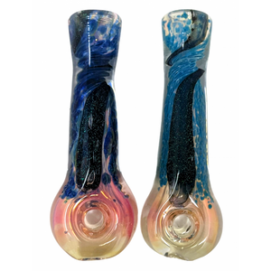 3" SILVER FUMED FRIT & DICRO ART DONUT MOUTH CHILLUM HAND PIPE - [PACK OF 2) [RKP281]