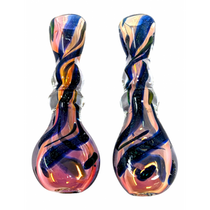 3" SILVER FUMED DOUBLE RIM DICRO ART CHILLUM HAND PIPE - (PACK OF 2) [RKP288]
