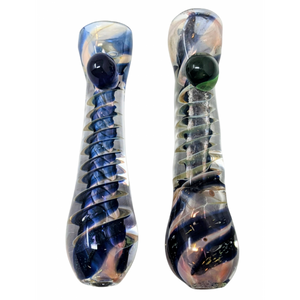 3" SILVER FUMED COIL DICRO ART CHILLUM HAND PIPE - [PACK OF 2) [RKP289]