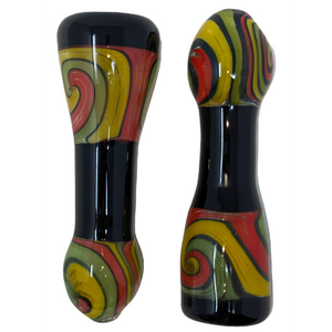 3" BLACK & RASTA WIG WAG CHILLUM HAND PIPE - (PACK OF 3) [SG3185]