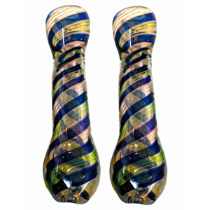 3.5" GOLD FUMED TWISTED DICRO ART CHILLUM HAND PIPE - (PACK OF 2) [RKP278]