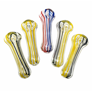 3.5" DUAL COLOR RIBBON STREAK CLEAR BODY SPOON HAND PIPE - (PACK OF 5) [ZD253]