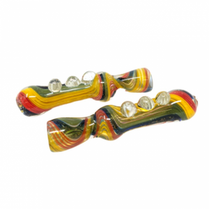 3.5" DICRO & RASTA BUBBLE BODY CHILLUM HAND PIPE - (PACK OF 2) [RKP217]