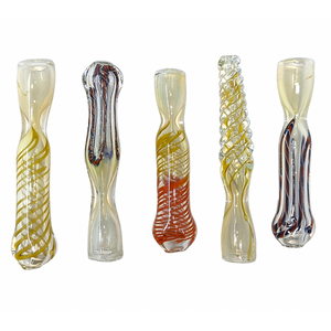 3.5" ASSORTED DESIGN GOLD FUMED CHILLUM HAND PIPE - (PACK OF 5) [RJA7]