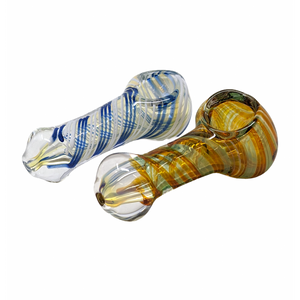 2.5" SILVER FUMED TWISTED LINES SPOON HAND PIPE (PACK OF 2) - [SP18]
