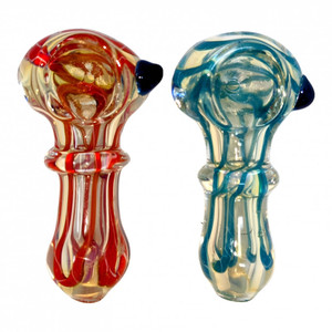 2.5" SILVER FUMED RIBBON ART SINGLE RIM HAND PIPE - 2 PACK [RJA80]