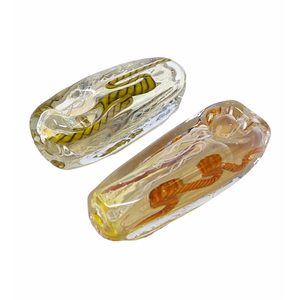2.5" SILVER FUMED INSIDE SQUARE TWISTED ART HAND PIPE (PACK OF 2) - [SP30]