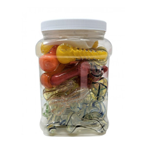 2.5" ASSORTED DESIGN HAND PIPES JAR - (DISPLAY OF 35) [JAR35HP25]