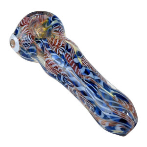4" LATTICINIO SPOON HAND PIPE