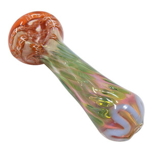 4.5" SILVER FUMED LINE WORK SPOON HAND PIPE