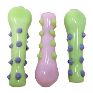 3" STUDDED SLYME CHILLUM HAND PIPE - PACK OF 3