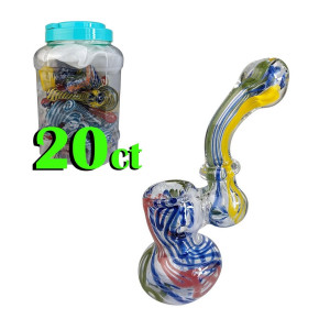 4.5" ASSORTED DESIGN BUBBLER HAND PIPE - JAR OF 20