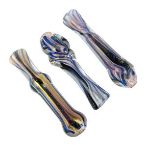 3.5" GOLD FUMED DICRO STRIP CHILLUM HAND PIPE - PACK OF 3