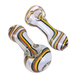 4" SLYME RASTA STRIPE SPOON HAND PIPE  - PACK OF 2