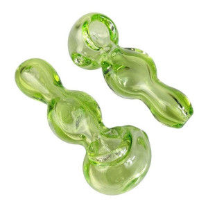 4" GREEN TUBE TWIST BODY SPOON HAND PIPE - PACK OF 2