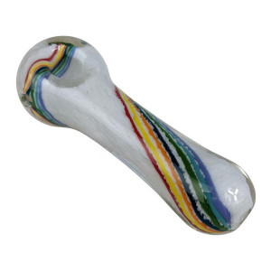 5" HIGH GRADE RAINBOW STRIPE FRIT SPOON HAND PIPE