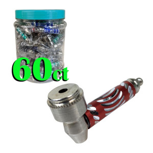 3" ASSORTED DESIGN METAL HAND PIPE - JAR OF 60