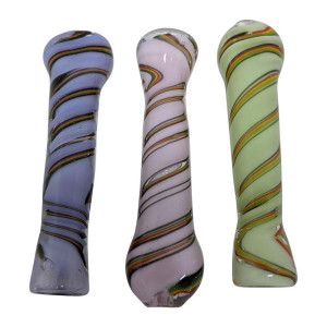 3.5" SLYME RASTA SWIRL FLAT MOUTH CHILLUM HAND PIPE - PACK OF 3