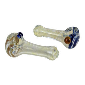 3" SILVER FUMED SPIRAL SQUIGGLE HEAD SPOON HAND PIPE - ASSORTED PACK OF 2