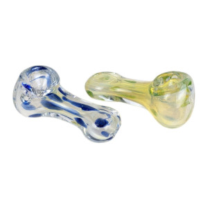 2.5" SILVER FUMED FLAT MOUTH SPOON HAND PIPE - ASSORTED PACK OF 2