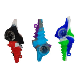 4.75" SILICONE NECKLACE SEASHELL SPOON HAND PIPE - ASSORTED