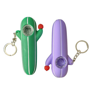 4.5" SILICONE UV CACTUS HAND PIPE KEYCHAIN - ASSORTED