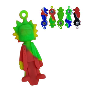 3.5" SILICONE RICH METAL BOWL HAND PIPE KEYCHAIN - ASSORTED