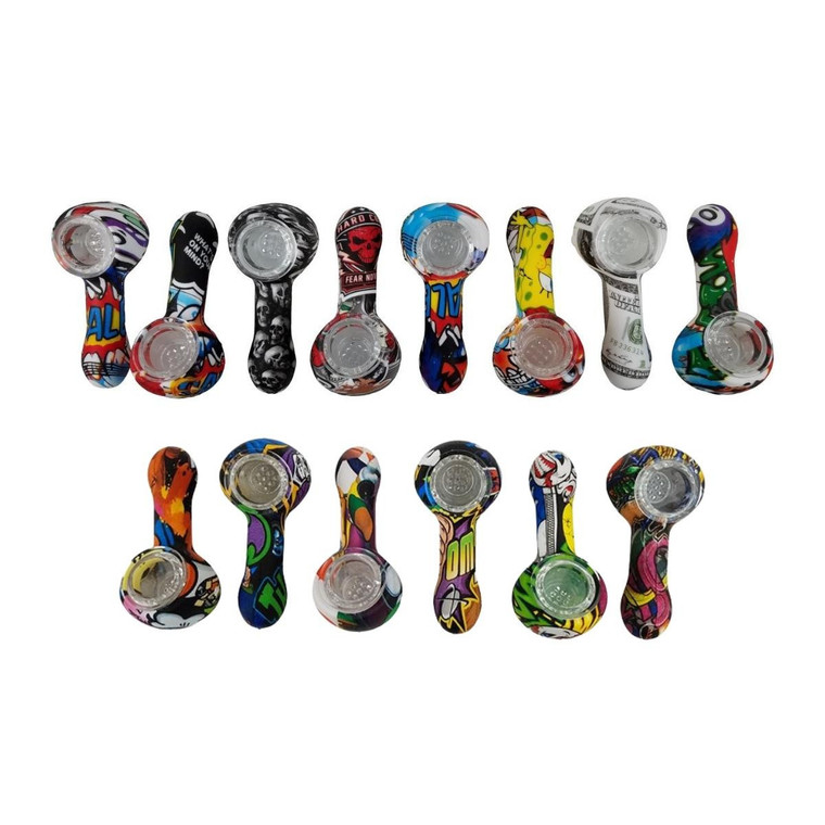 3.5" SILICONE WATER TRANSFER SPOON HAND PIPE - SINGLE ASSORTED