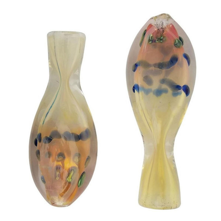 3" GOLD FUMED FLAT BODY CHILLUM HAND PIPE - PACK OF 2