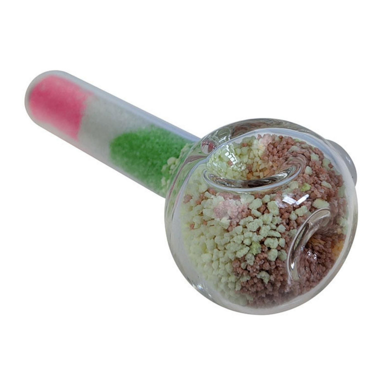 4.3" PREMIUM FRIT SPOON HAND PIPE -  GLOW IN THE DARK