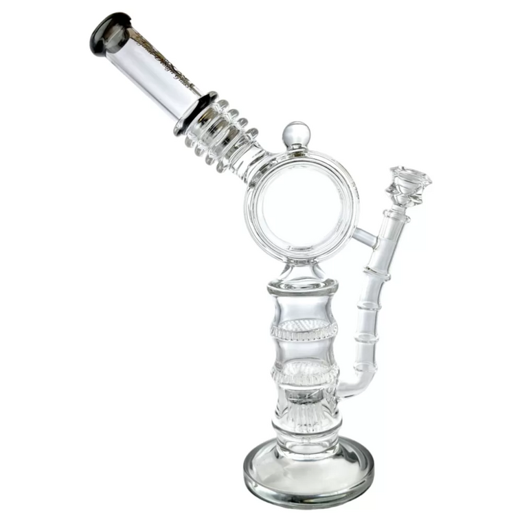 15" DONUT DOUBLE HONEYCOMB & UPSIDE DOWN TREE PERC WATER PIPE BY LOOKAH GLASS [LO027]