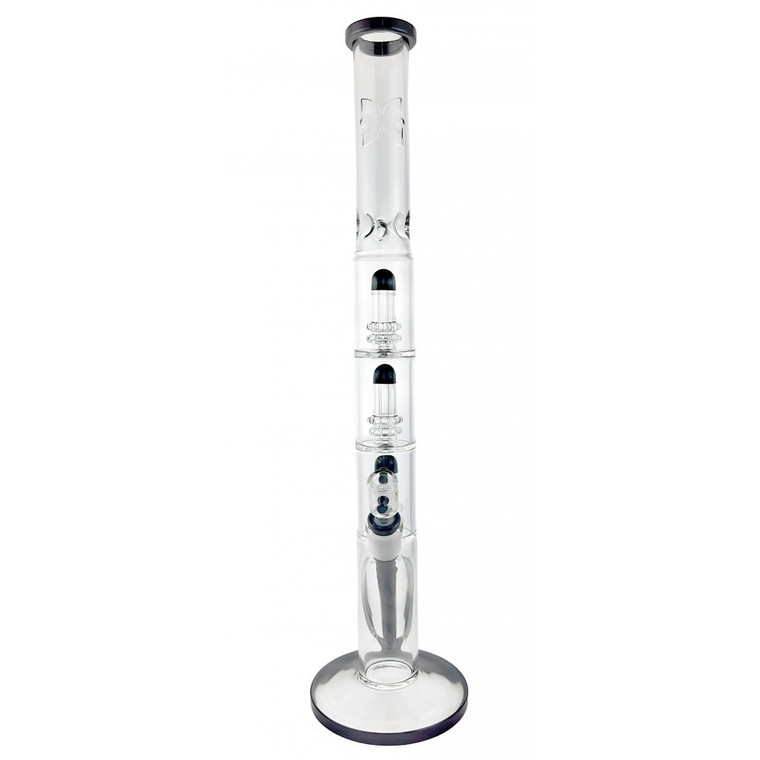22" TRIPLE MATRIX STRAIGHT WATER PIPE WITH 14M BOWL BY DANK GLASS [BT15-N503]