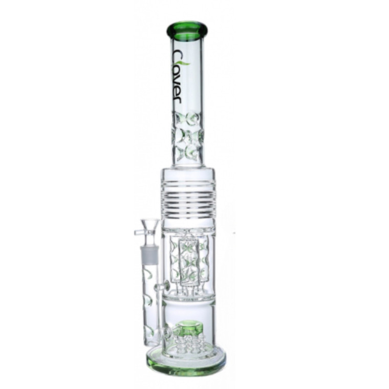 21.7" MULTI CHAMBER PERC STRAIGHT WATER PIPE BY CLOVER GLASS 18F [CG-WPA-234]