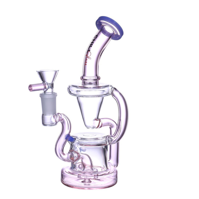 8" FUMED HOURGLASS RECYCLER WATER PIPE BY CHILL GLASS [JLE-253]