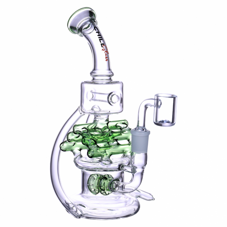 8.5" PILLAR PERC TUSK RECYCLER WATER PIPE BY CHILL GLASS [JLE-259]