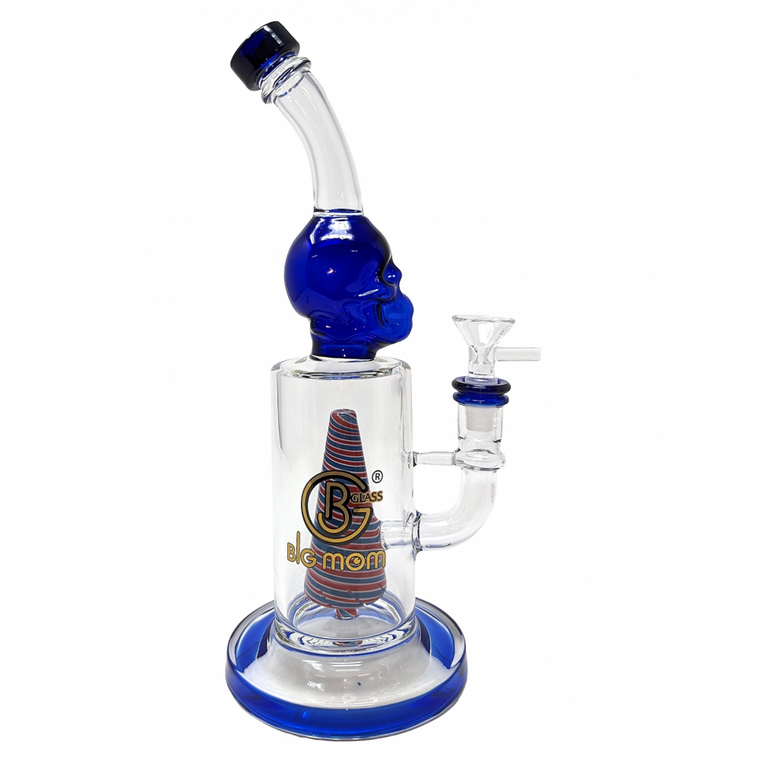 12" PYRAMID PERC SKULL ART WATER PIPE BY BIG MOM [DB013]