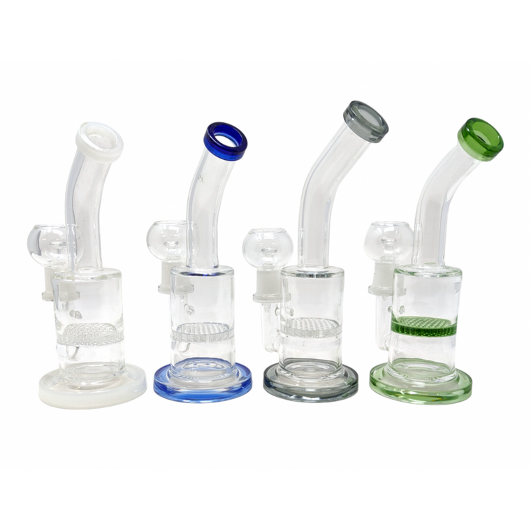 6" COLOR TRIM HONEYCOMB PERC WATER PIPE WITH OIL DOME - [MIP602(O)]