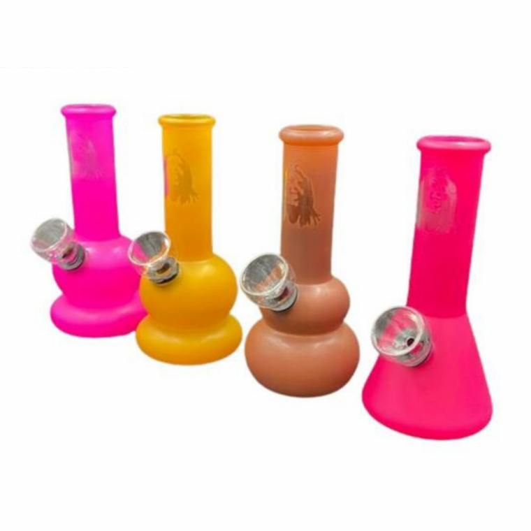 5'' MINI ASSORTED SAND BLASTED FULL COLOR BEAKER WATER PIPE - [XWP5B]