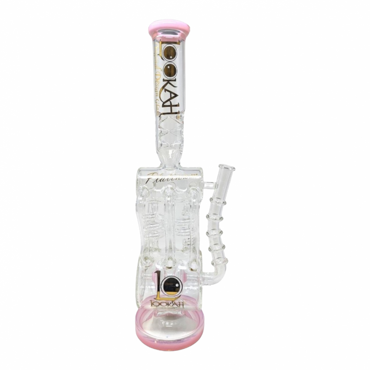 17.5" DOUBLE SPIRAL COIL & DOUBLE DRUM PERC RECYCLER WATER PIPE BY LOOKAH - [WPC758]