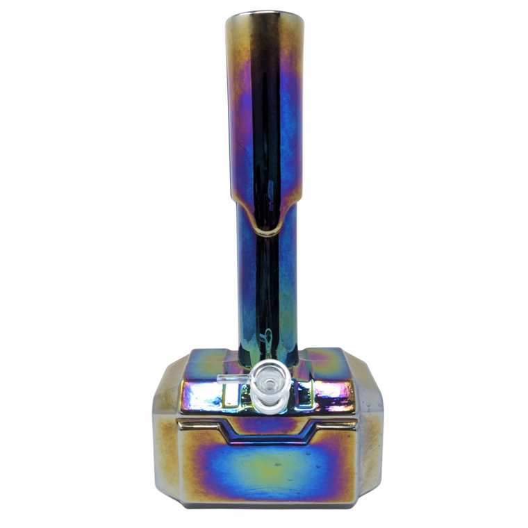 14" RAINBOW HAMMER SOFT GLASS WATER PIPE -GLASS ON GLASS BY ATTA GLASS [E1122G]