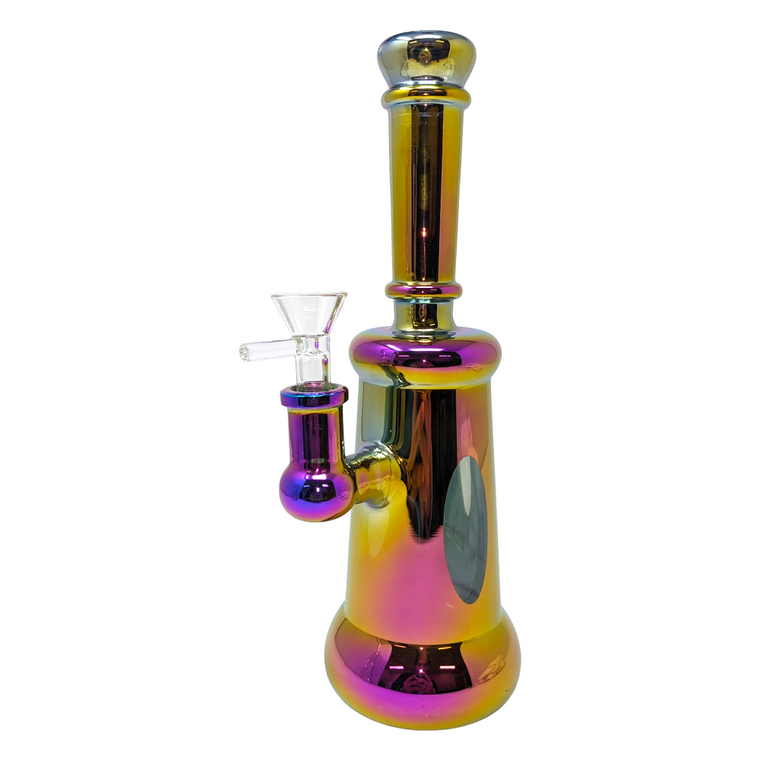 10" ELECTRO PLATED SHOWERHEAD PERC WINDOW STRAIGHT WATER PIPE RIG (PURPLE) - [GW-003]