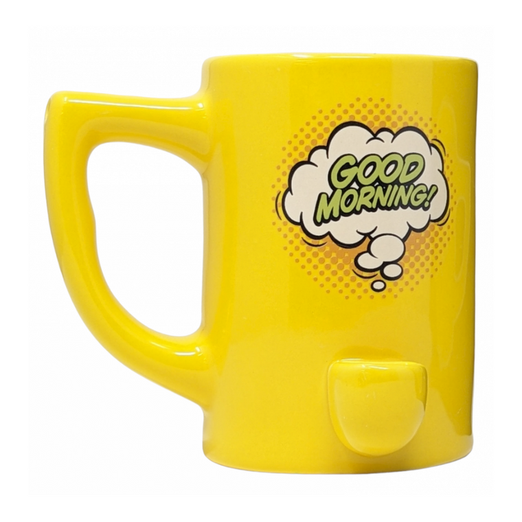 HIGH POINT CERAMIC YELLOW GOOD MORNING MUG HAND PIPE - [PM002]