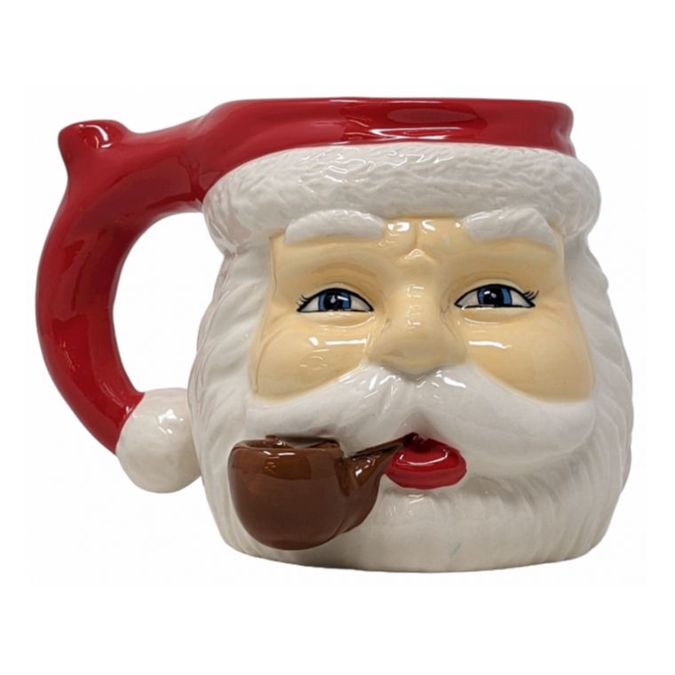 HIGH POINT CERAMIC RED SANTA WAKE BAKE MUG HAND PIPE - [PM025]