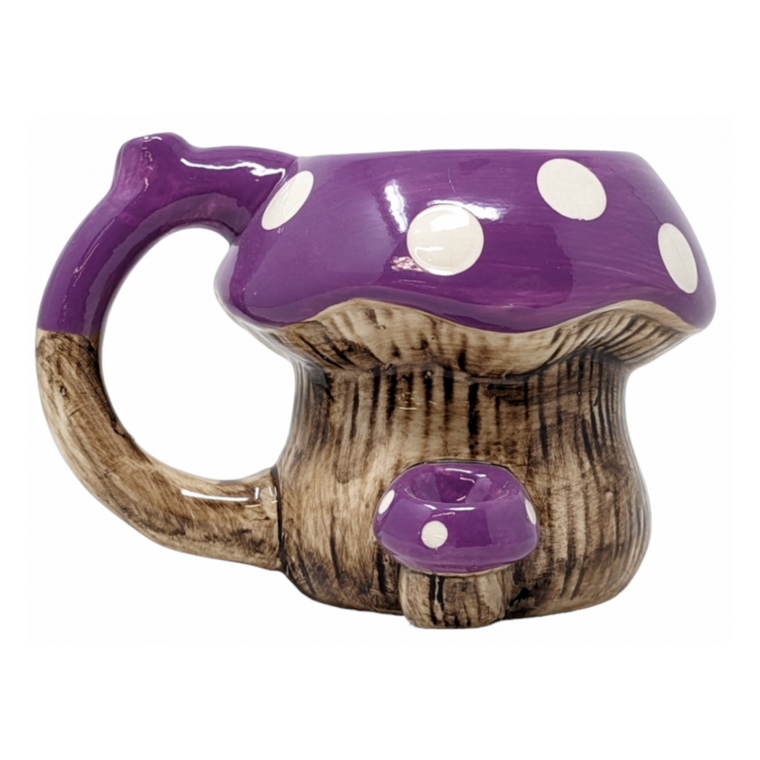 HIGH POINT CERAMIC PURPLE MUSHROOM MUG HAND PIPE - [PM020]