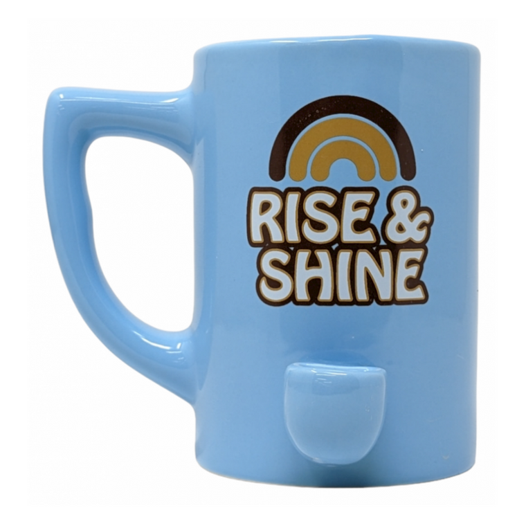 HIGH POINT CERAMIC LIGHT BLUE RISE & SHINE MUG HAND PIPE - [PM009]