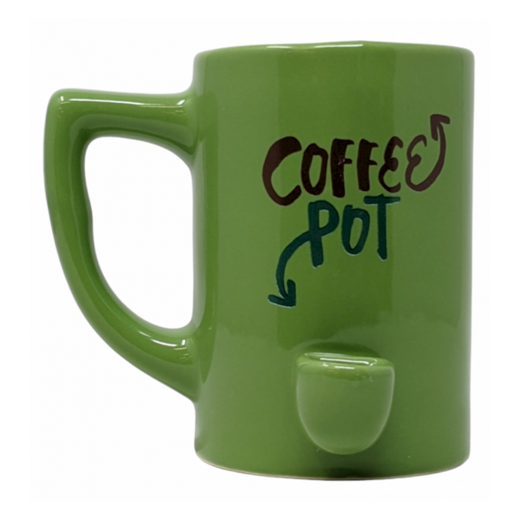HIGH POINT CERAMIC GREEN COFFEE POT MUG HAND PIPE - [PM003]
