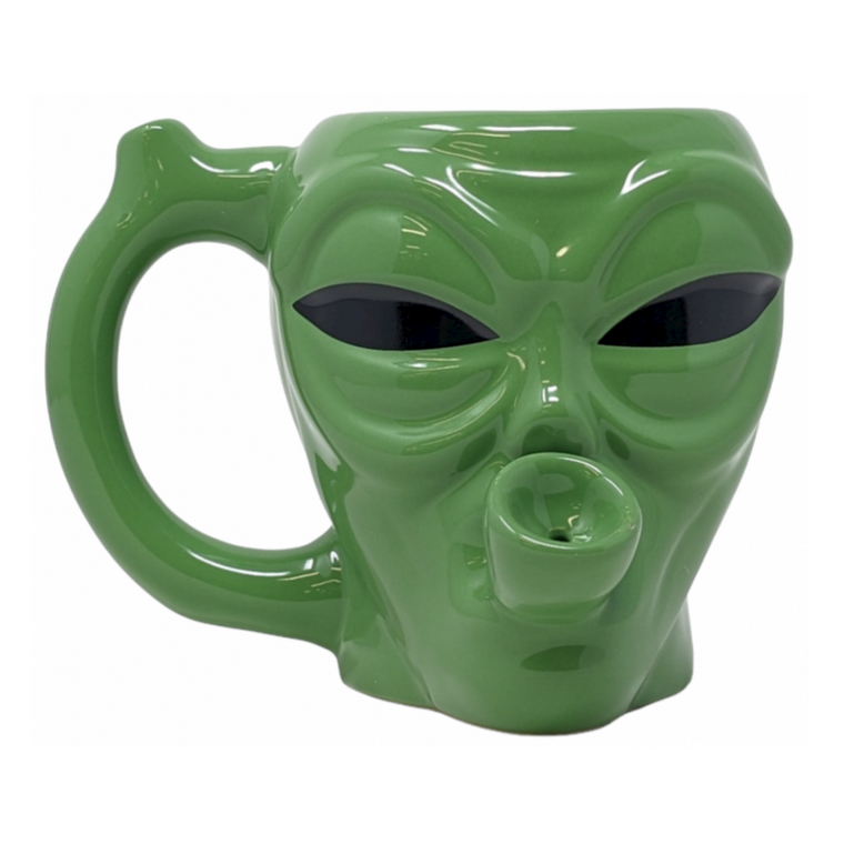HIGH POINT CERAMIC GREEN ALIEN MUG HAND PIPE - [PM062]