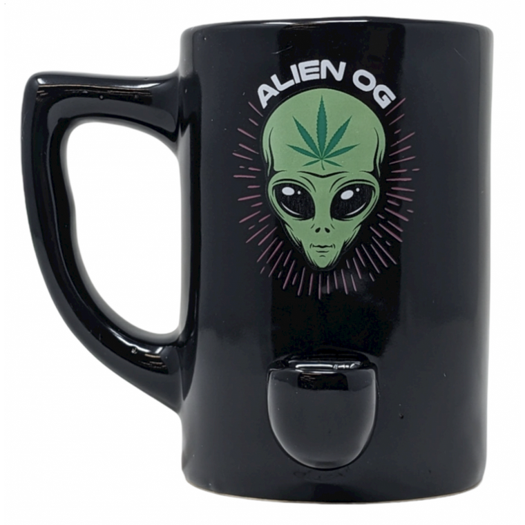 HIGH POINT CERAMIC ALIEN IMPRINT MUG HAND PIPE - [PM052]