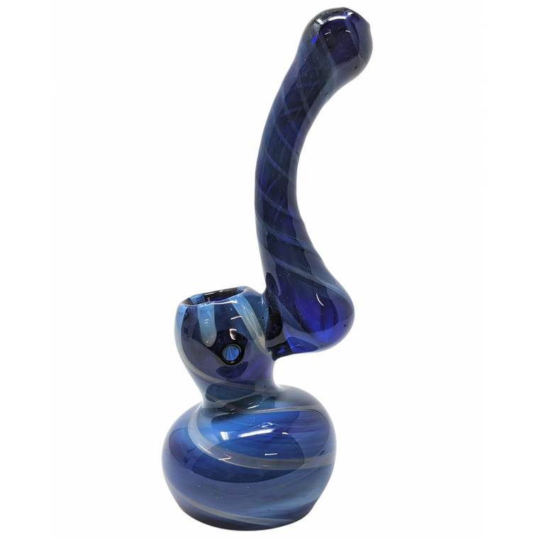 6.5" SILVER FUMED SPIRAL RIBBON BUBBLE MOUTH BUBBLER HAND PIPE - [XMB-24]